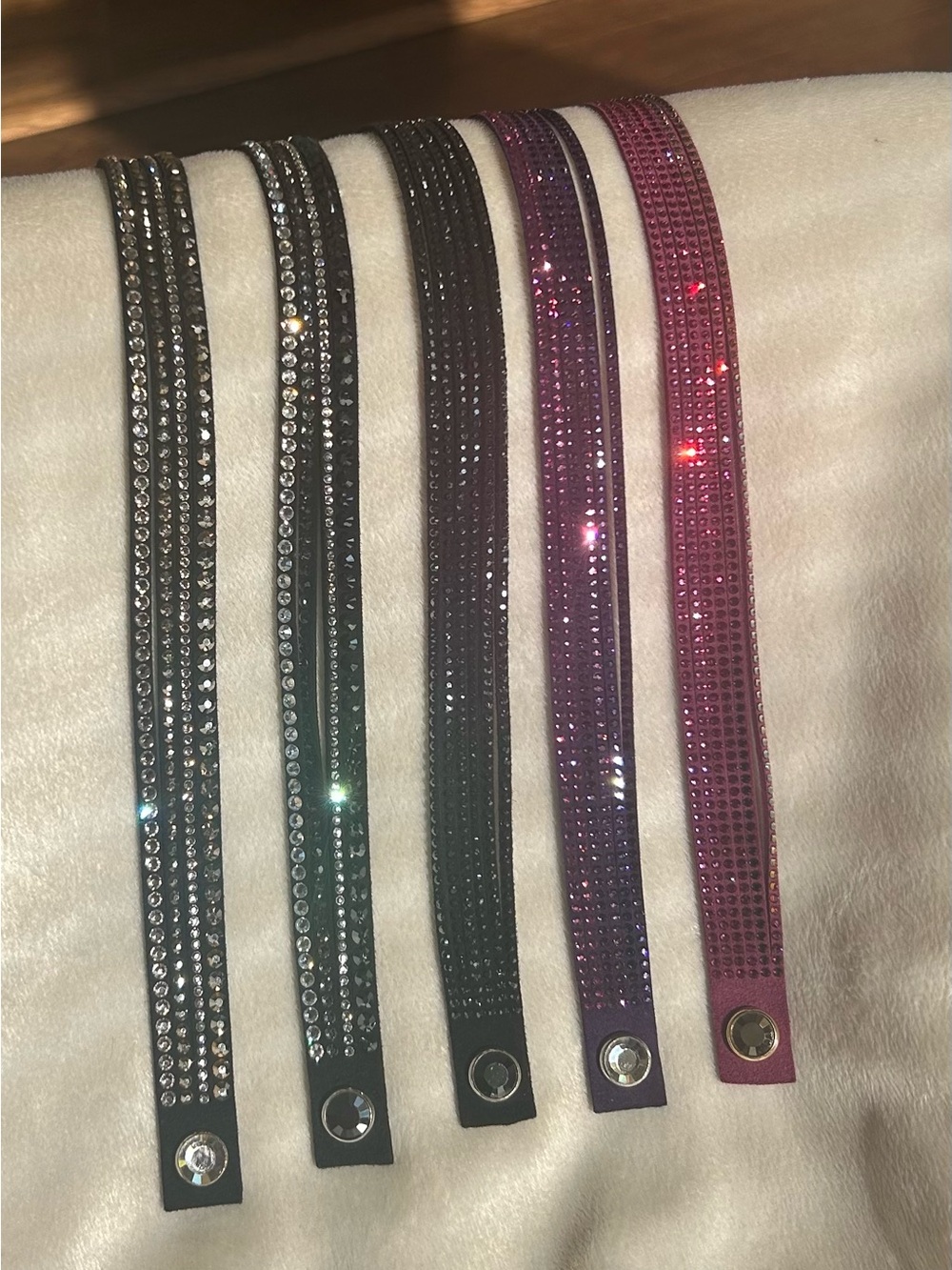 LISTING HAS SOLD!!  Swarovski Crystal Wrap Bracelets in Black, Purple, Pink